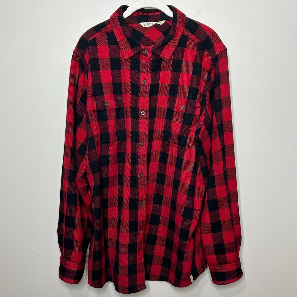 Woolrich Buffalo Plaid Flannel Heavy Cotton Button Down Shirt XL Chest Pockets